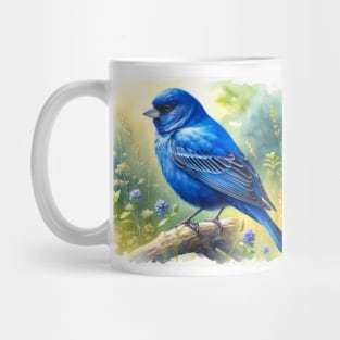 Colorful Indigo Bunting - Watercolor Bird Mug